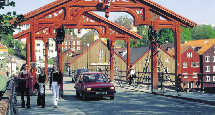 Trondheim cities towns the old town bridge culture architecture, Norwegen