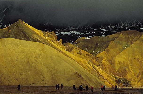 Horse-riding in a strange landscape in the highlands, Island